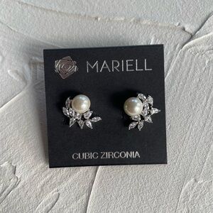 Elegant Bridal Pearl & Diamond Stud Earrings